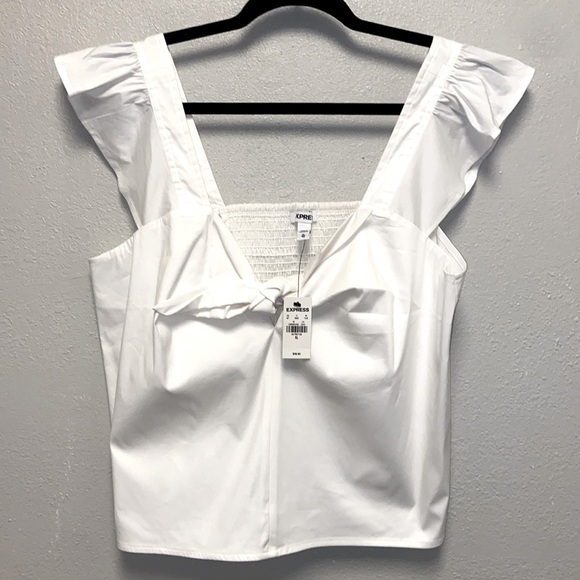 Express NWT Size XL White Sleeveless Square Neck Crop Top 3245 - Picture 1 of 9